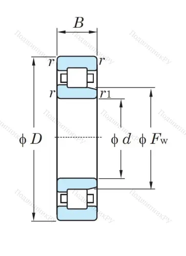 Роликовый цилиндрический подшипник NJ 2214 от производителя  KOYO