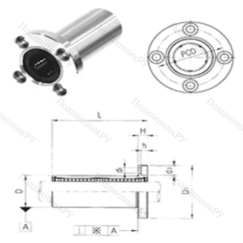 Подшипник шариковый линейный LMEF 60LUU от производителя  Samick
