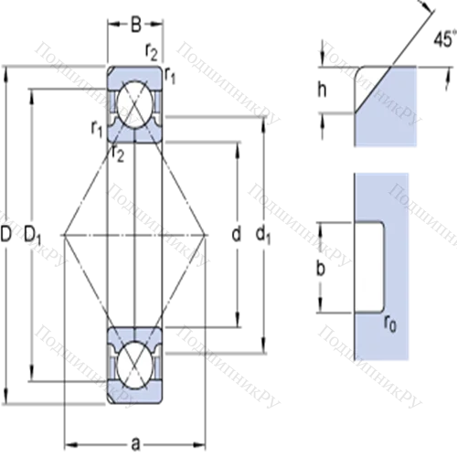 Шарикоподшипники с четырёхточечным контактом QJ 214 N 2MA