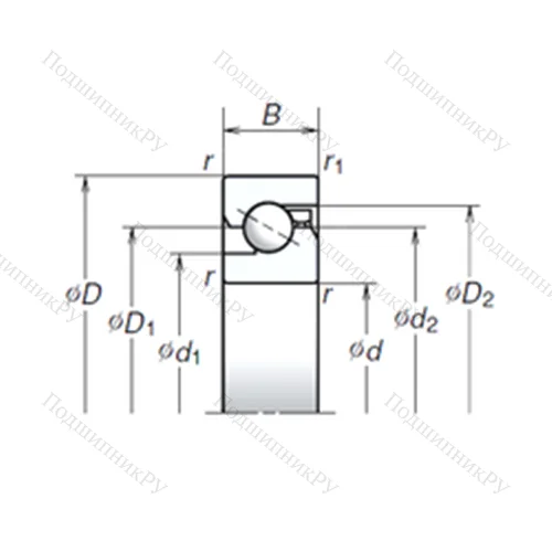 Подшипник шариковый упорно-радиальный 30TAC 62B от производителя  NSK Подшипник шариковый упорно-радиальный 30TAC 62B от производителя  NSK
