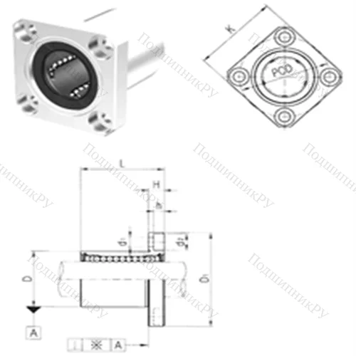 Подшипник шариковый линейный LMEK 16 от производителя  Samick