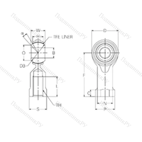 Подшипник скольжения сферический RBT 14 от производителя  NMB