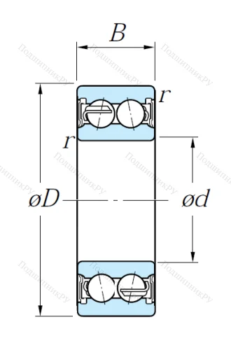 Двухрядный шариковый подшипник 5306 2RS от производителя  KOYO Двухрядный шариковый подшипник 5306 2RS от производителя  KOYO