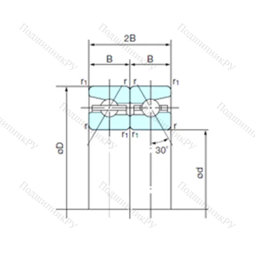 Подшипник шариковый радиально-упорный спаренный 70TAH 10DB