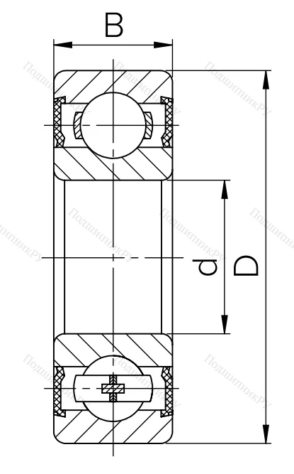 Миниатюрный шариковый подшипник 180017 (607 2RS) в Казани