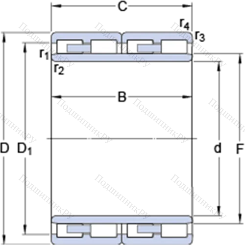 Четырёхрядные цилиндрические роликоподшипники 313812