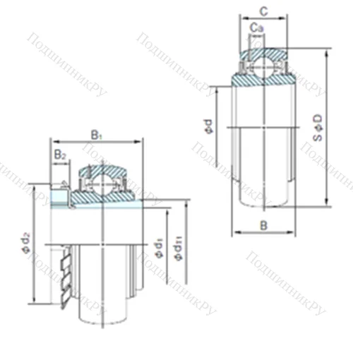 Подшипник шариковый радиальный UK 207+H 2307 от производителя  NACHI
