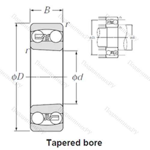 Подшипник шариковый радиальный самоцентрирующийся 1308SK