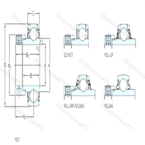 Подшипник шариковый радиальный YEL 210-2F от производителя  SKF