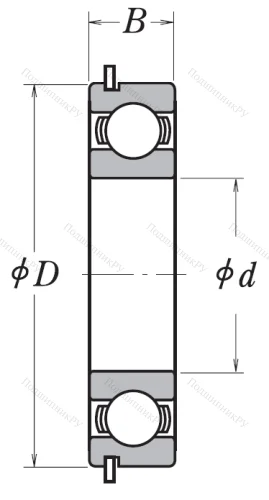 Однорядный шариковый подшипник 6207 DDU NR от производителя  NSK