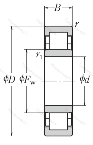 Роликовый цилиндрический подшипник NU 305 ET от производителя  NSK