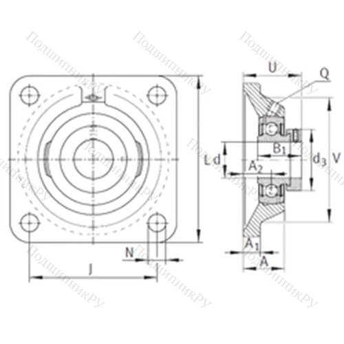 Подшипниковый узел шариковый радиальный PCJ 1-1/8 от производителя  INA