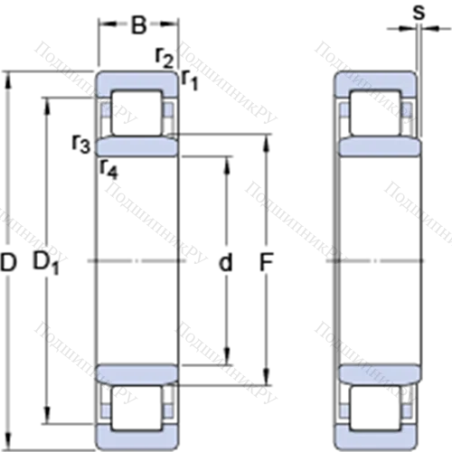 Однорядные цилиндрические роликоподшипники NU 208 ECJ