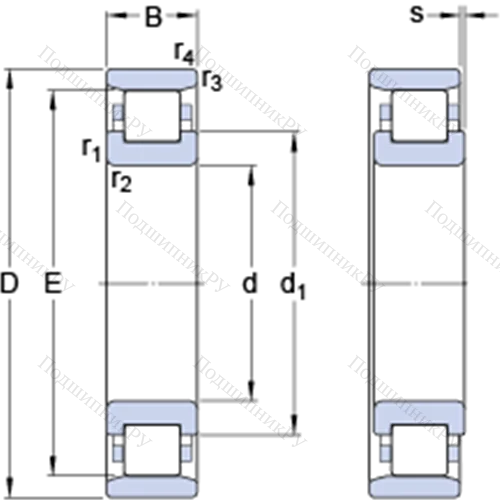 Однорядные цилиндрические роликоподшипники N 319 ECP от производителя  SKF