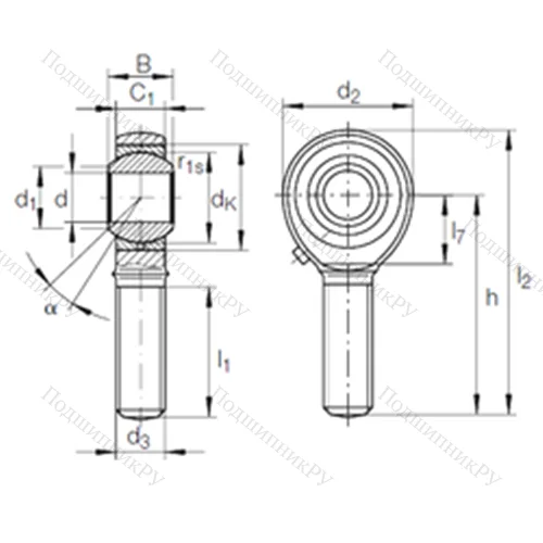 Подшипник скольжения сферический GAKR 25 PB от производителя  INA