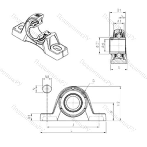 Подшипниковый узел шариковый радиальный UCPLE 203 от производителя  SNR