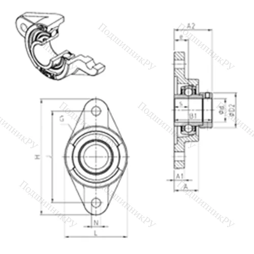 Подшипниковый узел шариковый радиальный EXFL 206 от производителя  SNR