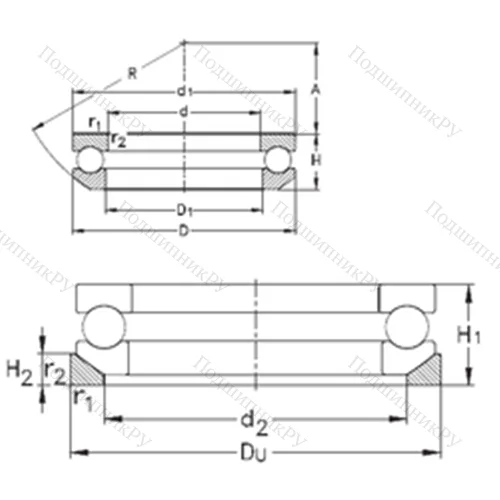 Подшипник шариковый упорный 53205+U 205 от производителя  NKE