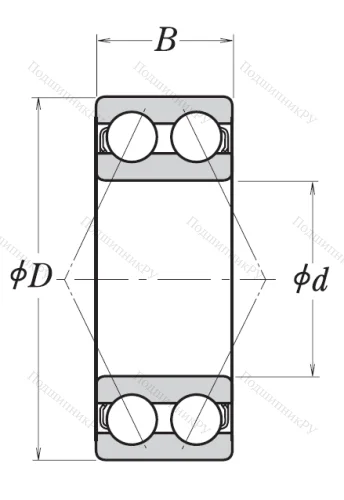 Двухрядный шариковый подшипник 3309 B 2RSRTNG C 3 от производителя  NSK Двухрядный шариковый подшипник 3309 B 2RSRTNG C 3 от производителя  NSK