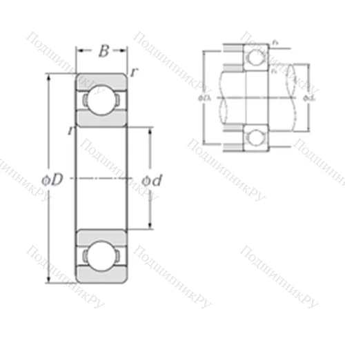 Подшипник шариковый радиальный 6801 от производителя  NTN