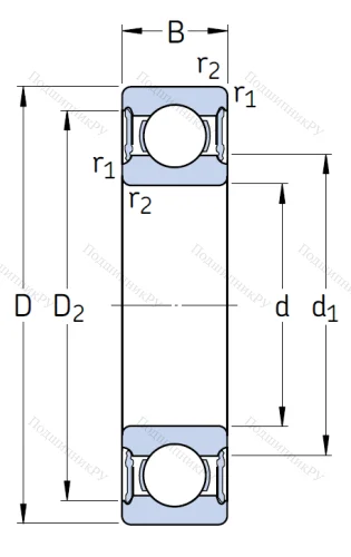 Однорядный шариковый подшипник 6306 2RS 1/C 3 от производителя  SKF