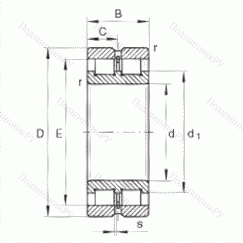 Подшипник роликовый радиальный SL 024980 от производителя  INA