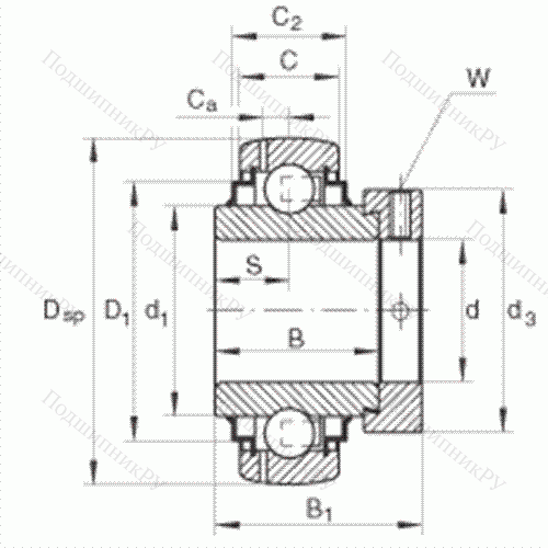 Подшипник шариковый закрепляемый GE 40-KRR-B-FA 125.5 от производителя  INA Подшипник шариковый закрепляемый GE 40-KRR-B-FA 125.5 от производителя  INA