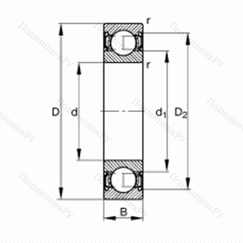Подшипник шариковый радиальный 62207-2RSR от производителя  FAG Подшипник шариковый радиальный 62207-2RSR от производителя  FAG