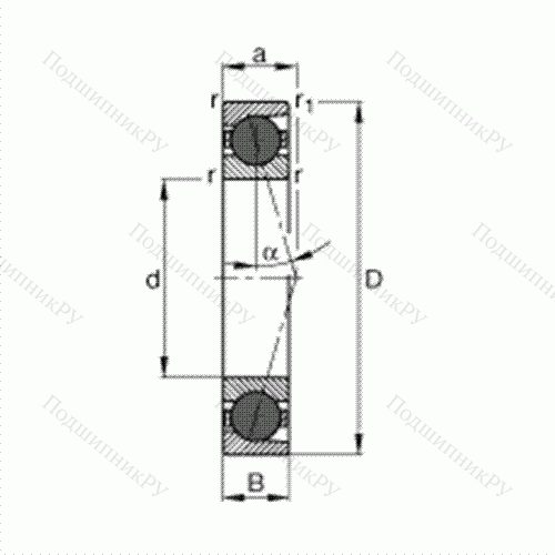 Подшипник шпиндельный HCB 7207-C-T-P 4S от производителя  FAG Подшипник шпиндельный HCB 7207-C-T-P 4S от производителя  FAG