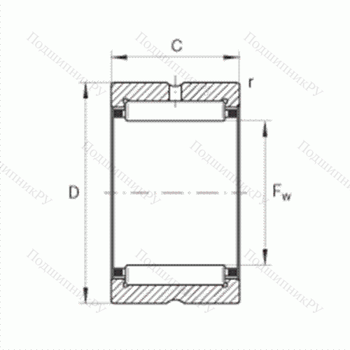 Подшипник роликовый игольчатый NKS 22 от производителя  INA Подшипник роликовый игольчатый NKS 22 от производителя  INA