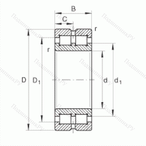 Подшипник роликовый радиальный SL 014938 от производителя  INA
