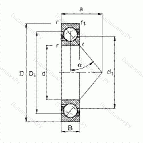 Подшипник шариковый радиально-упорный 7305-B-TVP от производителя  FAG Подшипник шариковый радиально-упорный 7305-B-TVP от производителя  FAG