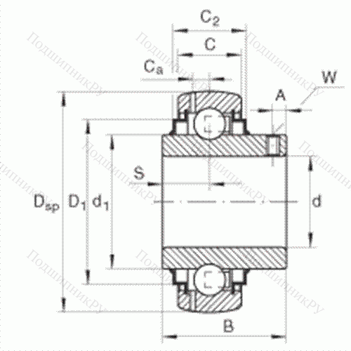 Подшипник шариковый закрепляемый GY 1203-KRR-B-AS 2/V от производителя  INA Подшипник шариковый закрепляемый GY 1203-KRR-B-AS 2/V от производителя  INA