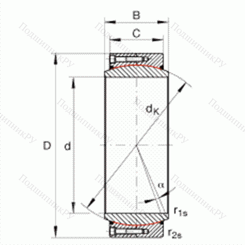 Подшипник шарнирный GE 500-DW-2RS 2