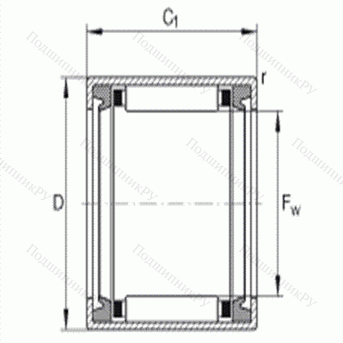 Подшипник роликовый игольчатый с одним наружным штампованным кольцом HK 1616-2RS